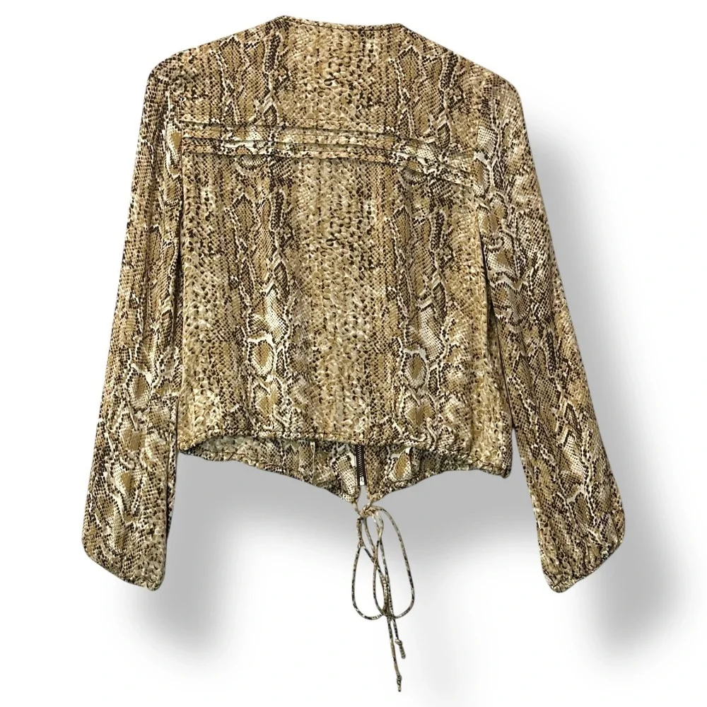 Tory Burch Women 4 100% Silk Python Zip Blouse Drawstring Statement Mob‎ Wife